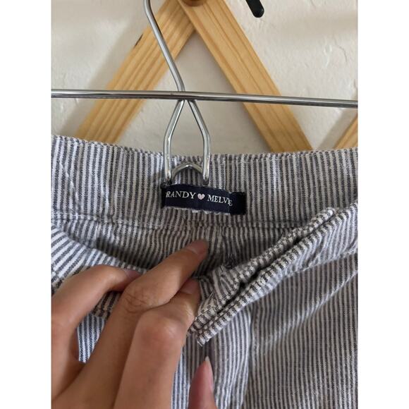 Brandy Melville Pants Women's OS Blue Striped Tolden High Rise Ankle Pockets - Picture 2 of 4